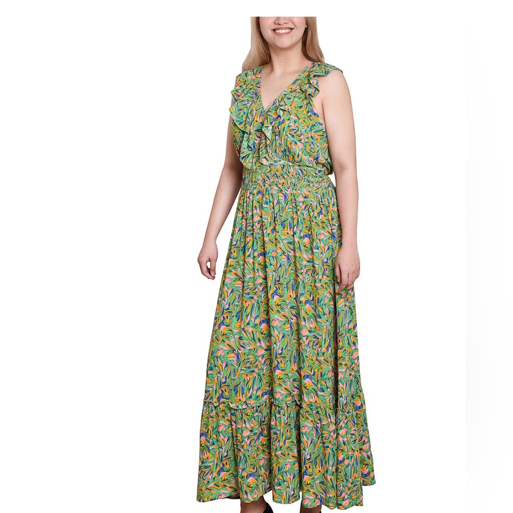 NY Collection Green Maxi Dress with Timeless Elegance